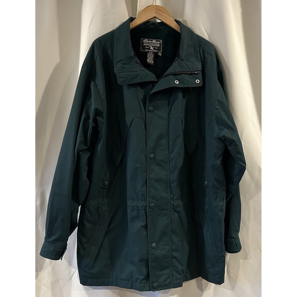 Eddie Bauer Vintage Wool Lined Mountain Parka Green Insulated‎ Coat Men's XL